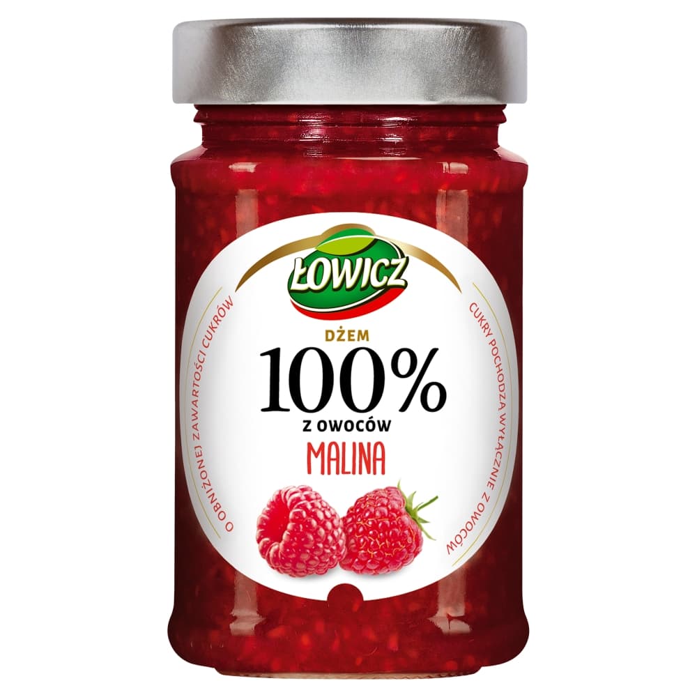 LOWICZ 100% Z OWOCOW Dzem malina o obnizonej zawartosci cukrow. 47,57 zl/kg