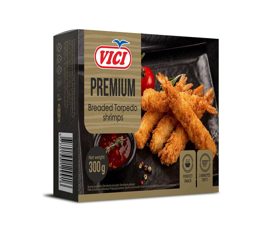 VICI Przekaska panierowana krewetka torpedo. 73,30 zl/kg