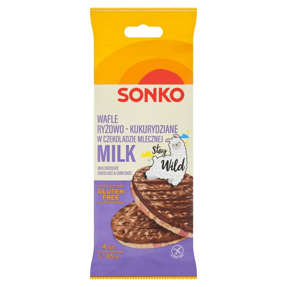 SONKO Wafle kukurydziane kids w czekoladzie mlecznej. 72,15 zl/kg