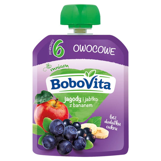 BOBOVITA Mus jagody i jablko z bananem po 6. miesiacu. 52,38 zl/kg