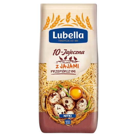 LUBELLA Makaron 10-jajeczny z jajami przepiorczymi nitki. 17,96 zl/kg