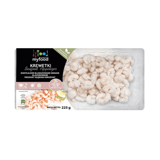 MYFOOD Krewetki koktajlowe obrane z ogonkiem mrozone. 87,51 zl/kg