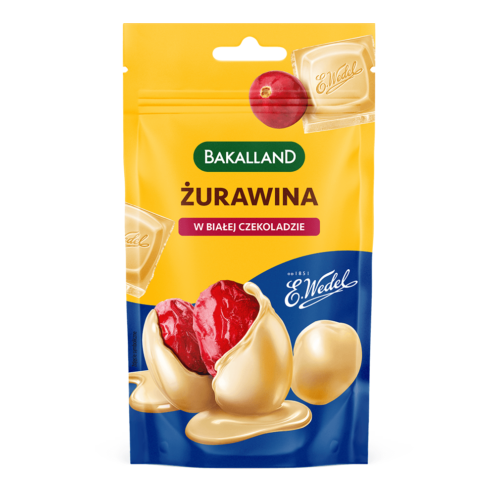 BAKALLAND Zurawina w bialej czekoladzie Wedel. 107,97 zl/kg